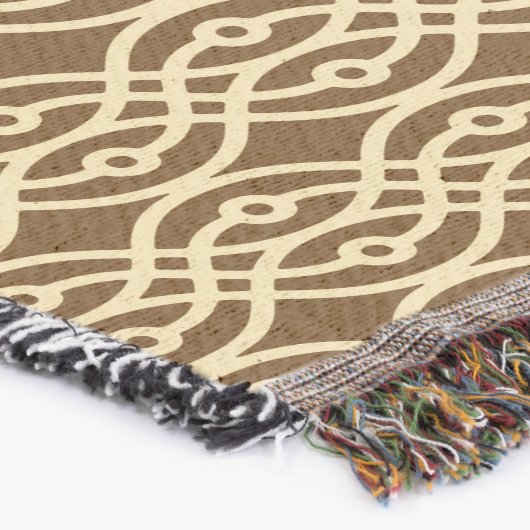 Kimonopdruk, chocoladebruin en geelbruin deken (Hoek)