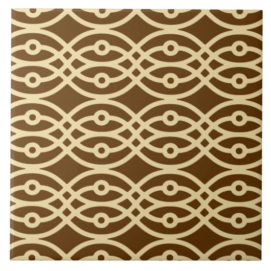 Kimonopdruk, chocoladebruin en geelbruin tegeltje (Voorkant)