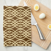 Kimonopdruk, chocoladebruin en geelbruin theedoek (Quarter Fold)