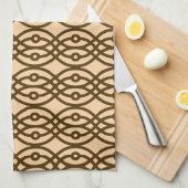 Kimonopdruk, perziken en chocolade theedoek (Quarter Fold)