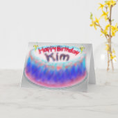 Kim's verjaardagstaart Kaart (Gele Bloem)