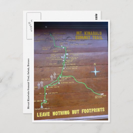 kinabalu trail voetafdruk briefkaart (Voorkant / Achterkant)