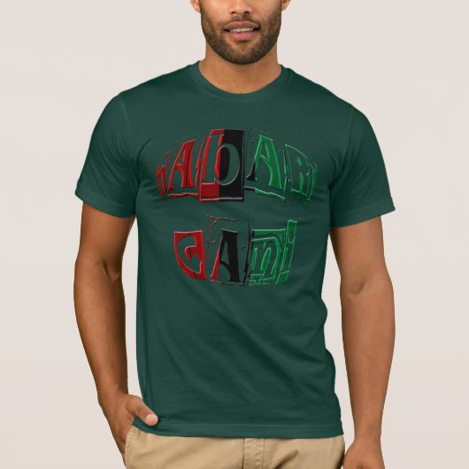 Kinara Gestreepte Kleuren Tekst Habari Gani Kwanza T-shirt (Voorkant)