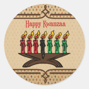 Kinara, Happy Kwanzaa Ronde Sticker