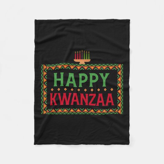 Kinara Seven Candles Principes van Kwanzaa Happy K Fleece Deken (Voorkant)