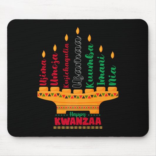 Kinara Seven Candles Principes van Kwanzaa Happy K Muismat (Voorkant)