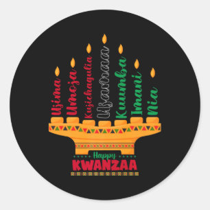 Kinara Seven Candles Principes van Kwanzaa Happy K Ronde Sticker