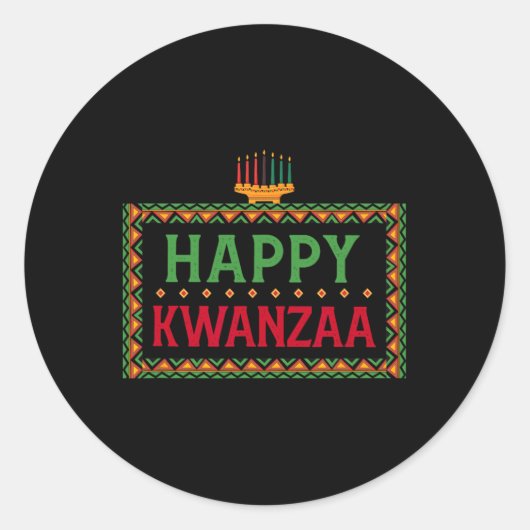 Kinara Seven Candles Principes van Kwanzaa Happy K Ronde Sticker (Voorkant)