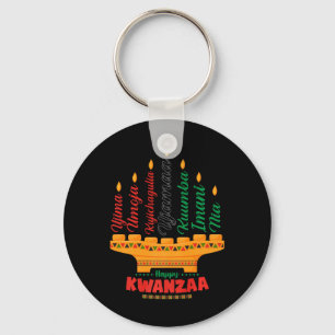 Kinara Seven Candles Principes van Kwanzaa Happy K Sleutelhanger