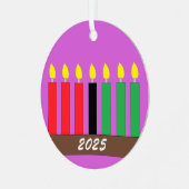 Kinara voor Kwanzaa: Lavendel Metalen Ornament (Voorkant links)