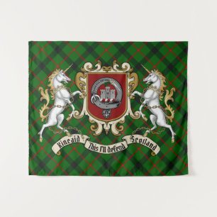 Kincaid Clan Badge & Unicorns w/Tartan Wandkleed