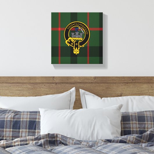 Kincaid Scottish Crest en Tartan Canvas print (Insitu (Slaapkamer))
