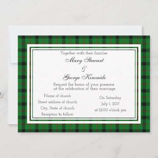 Kincaide Scottish Wedding Invitation Kaart (Voorkant)