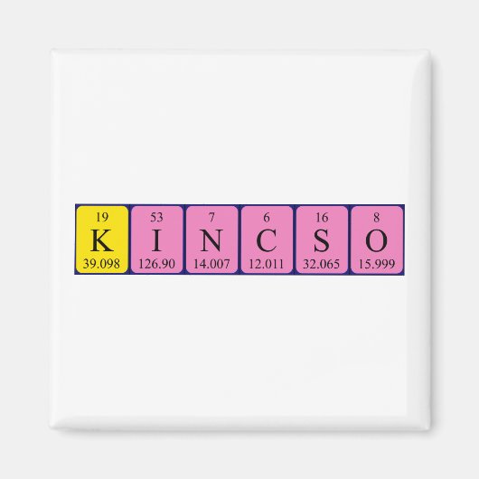 Kincsö periodieke tabelnaam magnet (Voorkant)