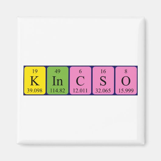 Kincsö periodieke tabelnaam magnet (Voorkant)