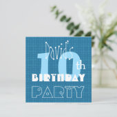 Kind 10e Verjaardag Custom Naam Blauw en Wit V09 Kaart (Staand voorkant)