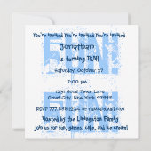 Kind 10e Verjaardag Custom Naam Blauw en Wit V09 Kaart (Achterkant)