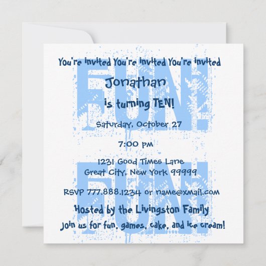 Kind 10e Verjaardag Custom Naam Blauw en Wit V09 Kaart (Achterkant)