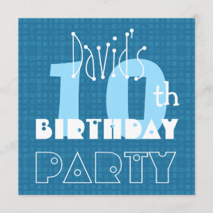 Kind 10e Verjaardag Custom Naam Blauw en Wit V09 Kaart