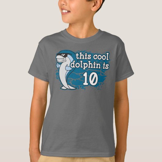 Kind 10e verjaardag Deze coole dolfijn is tien T-shirt (Voorkant)