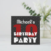 Kind 10e verjaardag - Eigen naam zwart wit rood V1 Kaart (Staand voorkant)