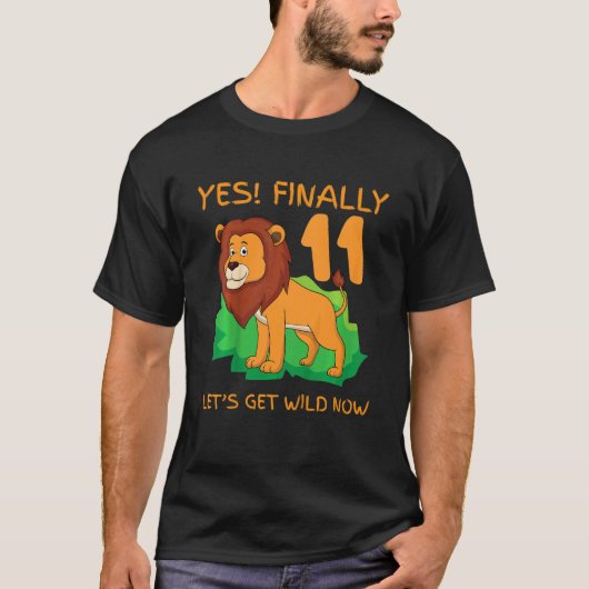 Kind 11 Elf 11e verjaardag Cake Lion Zooke T-shirt (Voorkant)