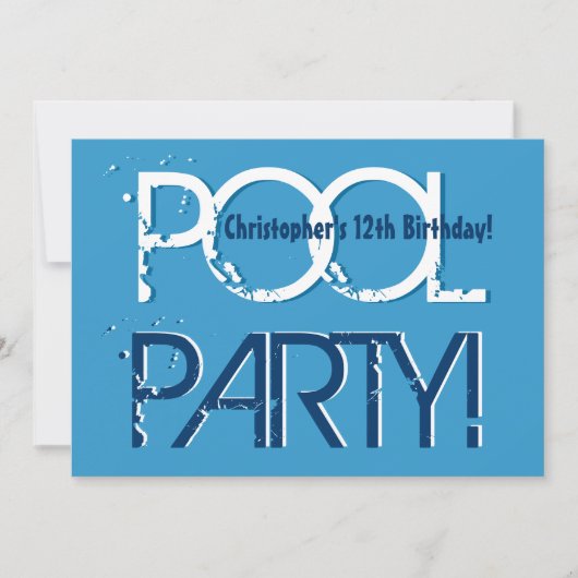 Kind 12e verjaardag Pool Party Blue White Sjabloon Kaart (Voorkant)