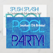 Kind 12e verjaardag Pool Party Blue White V01 Kaart (Voorkant / Achterkant)