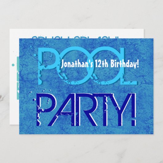 Kind 12e verjaardag Pool Party Blue White V01 Kaart (Voorkant / Achterkant)