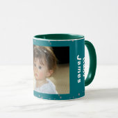 Kind 1e kerstster Snowflake Aangepaste foto Blauw Mok (Voorkant rechts)