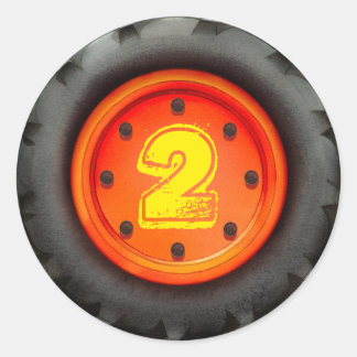 Kind 2e verjaardag constructie vrachtwagen feest ronde sticker