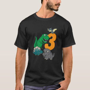 Kind 3 jaar oud dinosaurus 3e verjaardag B T-shirt