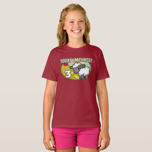 Kind 3 jarig vandaag ben ik 3! Schattige lam T-shirt (Voorkant volledig)