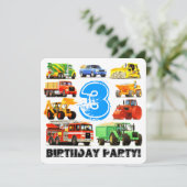 Kind 3e verjaardag van de bouwpartij kaart (Staand voorkant)