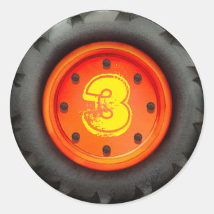 Kind 3e verjaardag van de bouwpartij ronde sticker