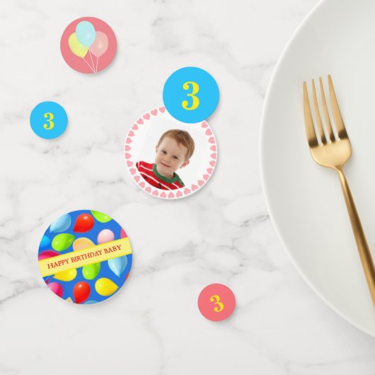 Kind 3e verjaardagsballonfeest confetti (Groep)