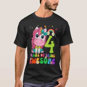 Kind 4 jaar oud Unicorn Gift 4th Birthday Girl Uni T-shirt