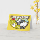 Kind 4 jarig vandaag ben ik 4! Schattige lam Kaart (Gele Bloem)