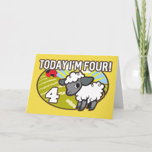 Kind 4 jarig vandaag ben ik 4! Schattige lam Kaart