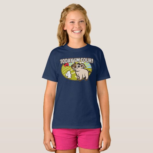 Kind 4 jarig vandaag ben ik 4! Schattige varken T-shirt (Voorkant volledig)