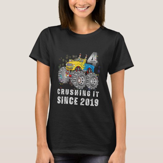 Kind 4 Verdwalen sinds 2019 Monster Truck 4th Bi T-shirt (Voorkant)