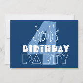 Kind 4e verjaardag Aangepaste naam Modern Navy Blu Kaart (Voorkant)