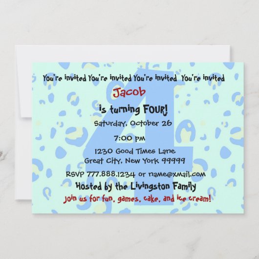 Kind 4e verjaardag Aangepaste naam Modern Navy Blu Kaart (Achterkant)