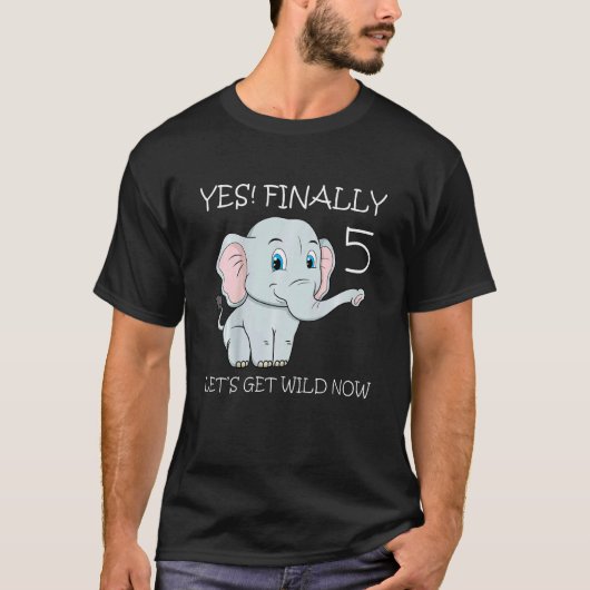 Kind 5 Vijfde verjaardag van de Elephant Zooke T-shirt (Voorkant)