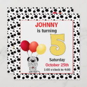 Kind 5th Birthday Red en Yellow Dalmatian Kaart (Voorkant / Achterkant)