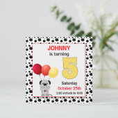Kind 5th Birthday Red en Yellow Dalmatian Kaart (Staand voorkant)