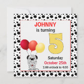 Kind 5th Birthday Red en Yellow Dalmatian Kaart (Voorkant)
