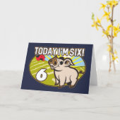 Kind 6 jarig vandaag ben ik 6! Schattige varken Kaart (Gele Bloem)