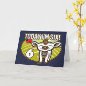 Kind 6 jarig vandaag ben ik 6! Schattigee Koe Kaart (Gele Bloem)