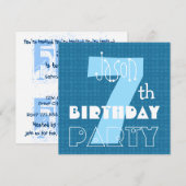 Kind 7e verjaardag Zeven jaar oud blauw wit 007 Kaart (Voorkant / Achterkant)